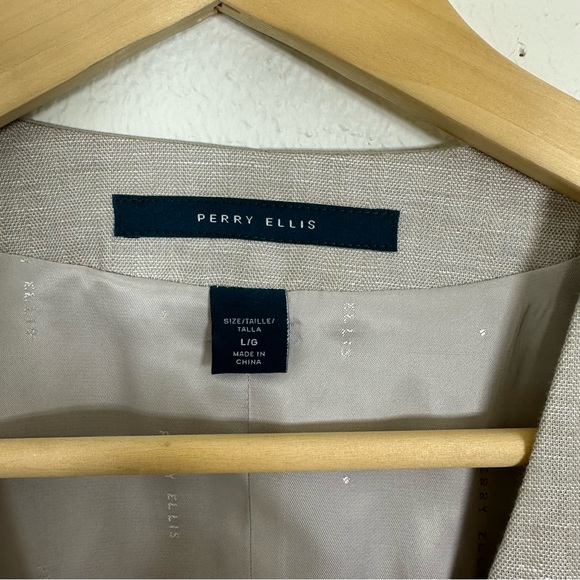 Perry Ellis Mens Vest Large Linen Blend Natural Linen Core NWT - Picture 2 of 14